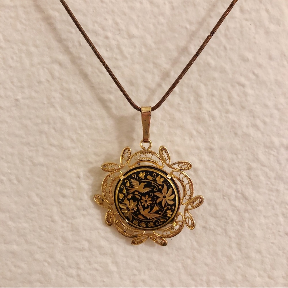 Vintage Bird & Flowers 1970s Necklace